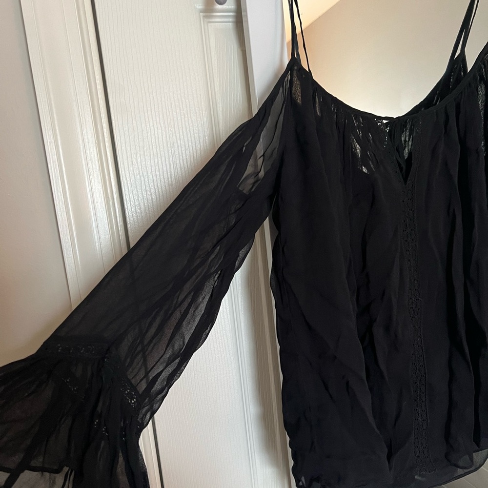 Zara black cold shoulder top